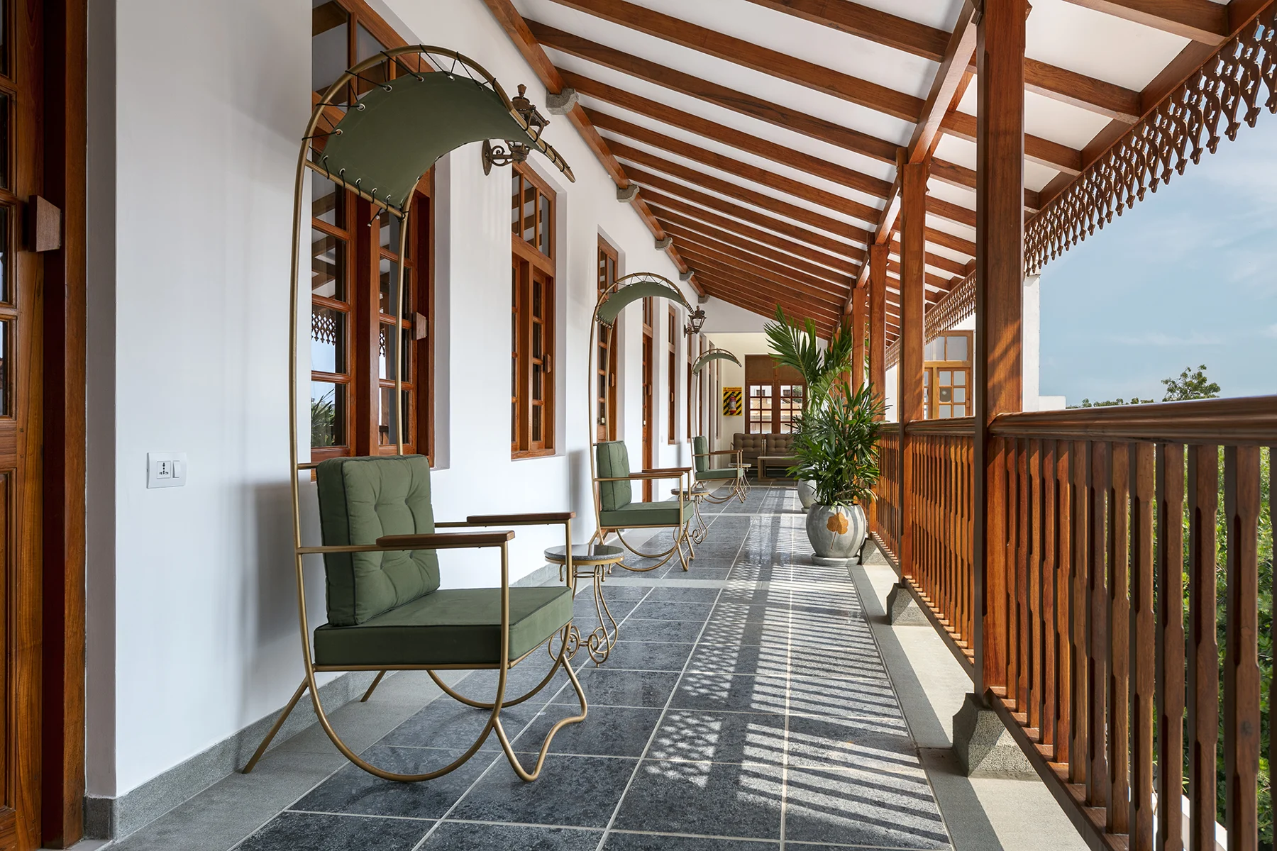 The hotel’s heritage corridor, a starting point for exploring Pondicherry